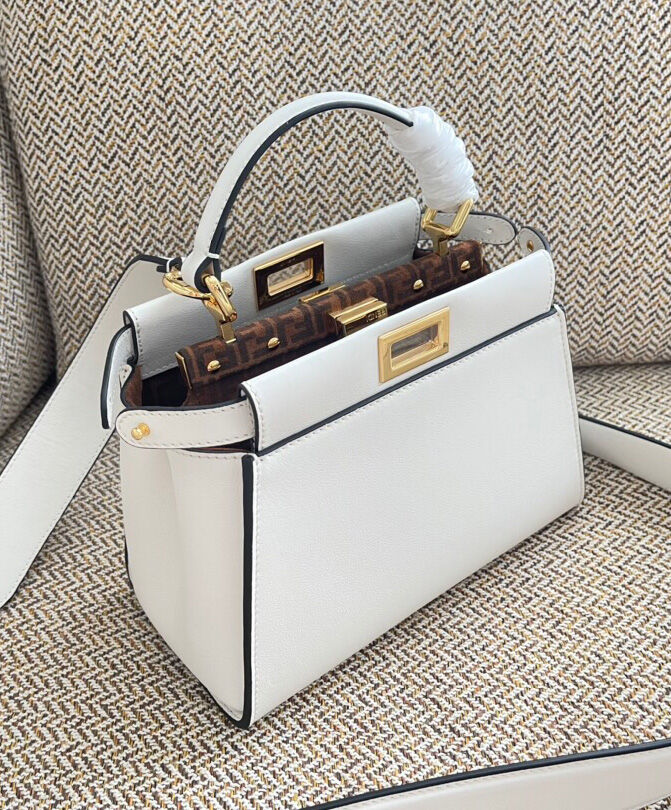 Fendi Peekaboo Iconic Leather Mini Bag 8BN244 Cream